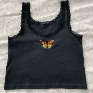 Brandy  Melville Black Tank with Butterfly patch size small